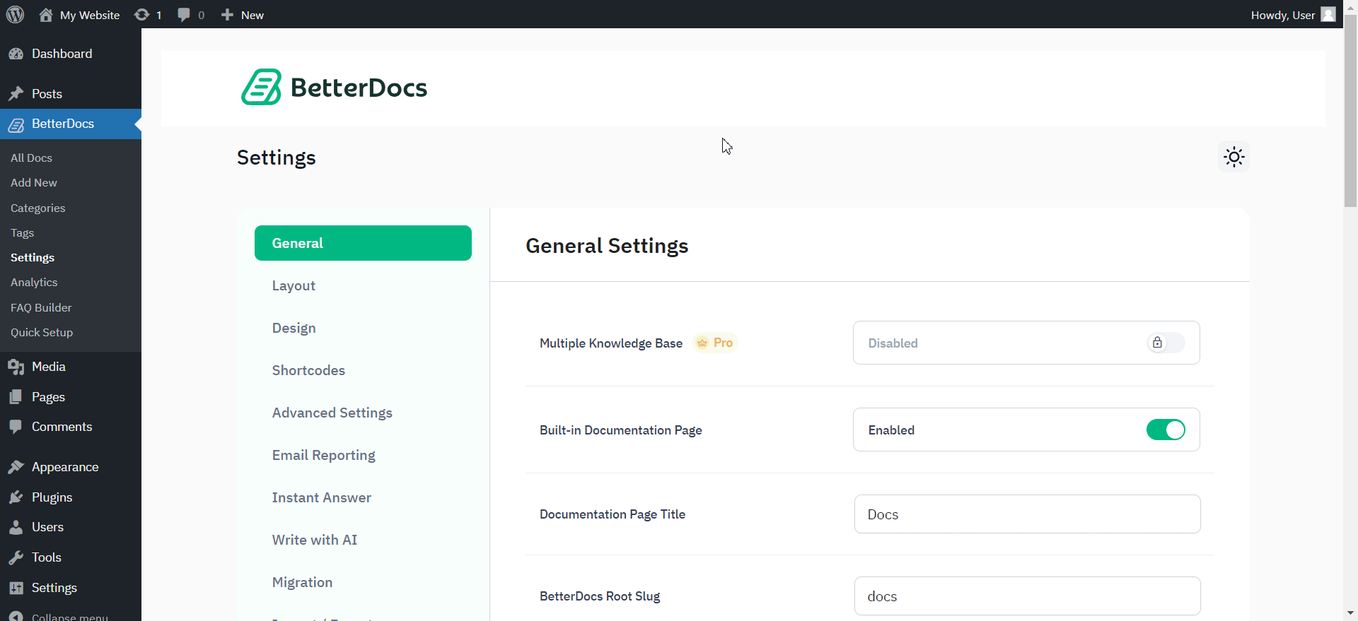 Step 1: Go To BetterDocs Settings