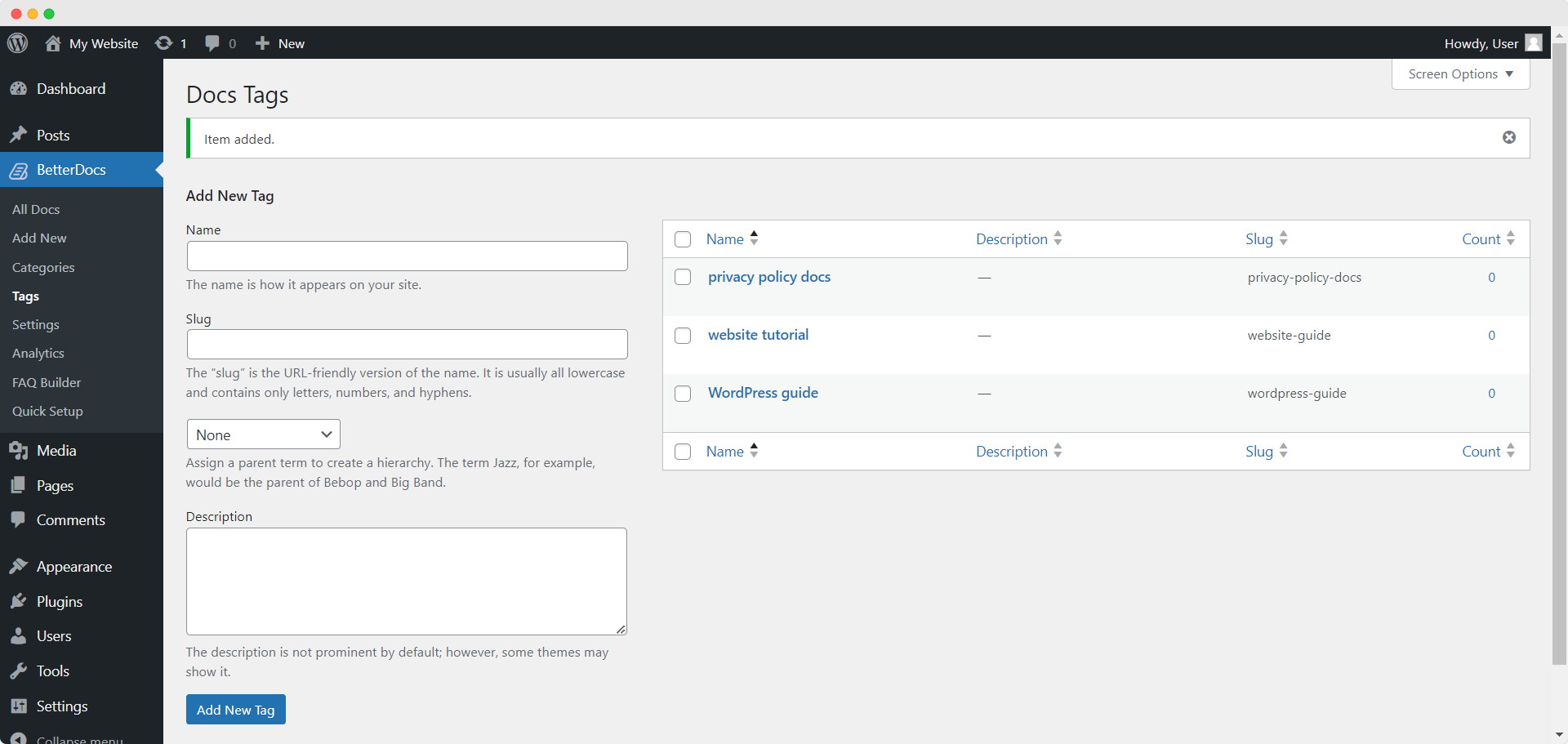 How to Manage Categories & Tags in BetterDocs? 2 Create a New Tag