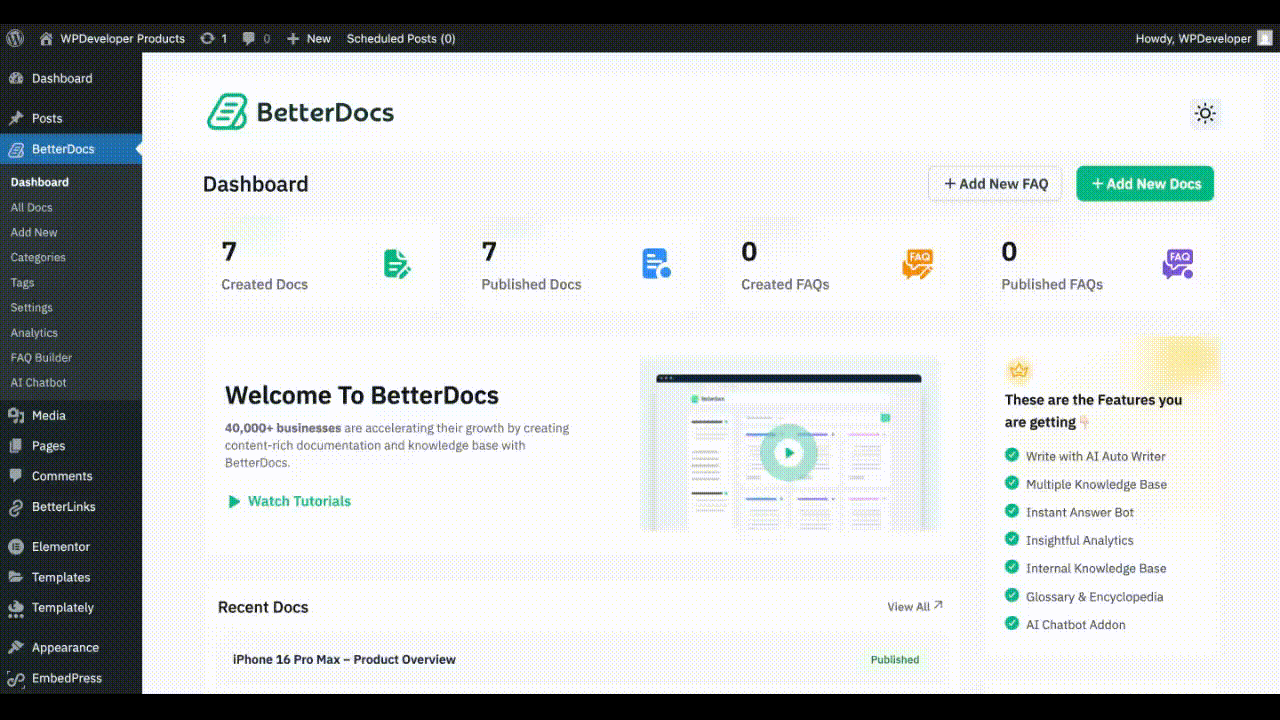How to Configure Documentation Homepage with BetterDocs 1 How to Configure Documentation Homepage with BetterDocs