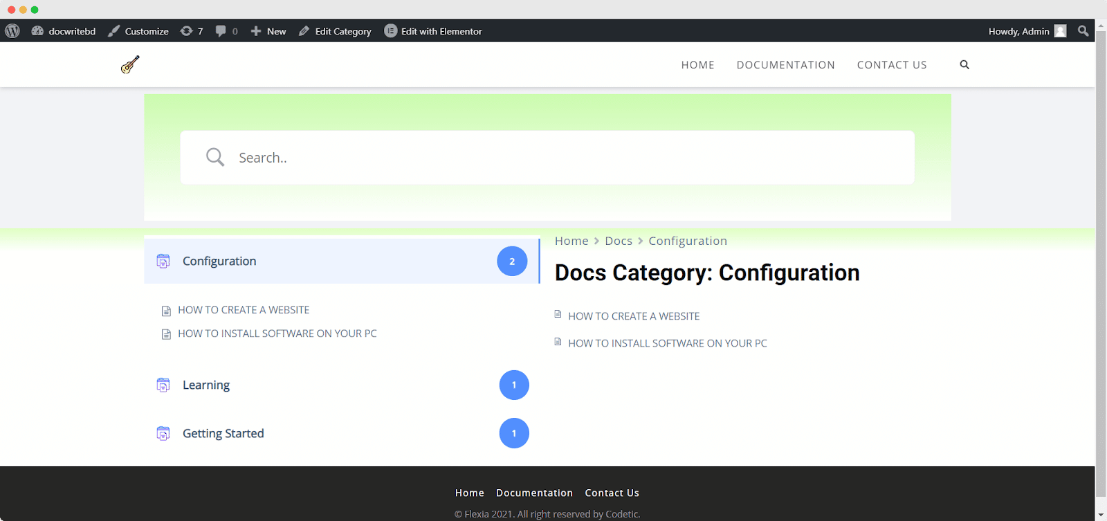 Docs Category Archive Page with Elementor