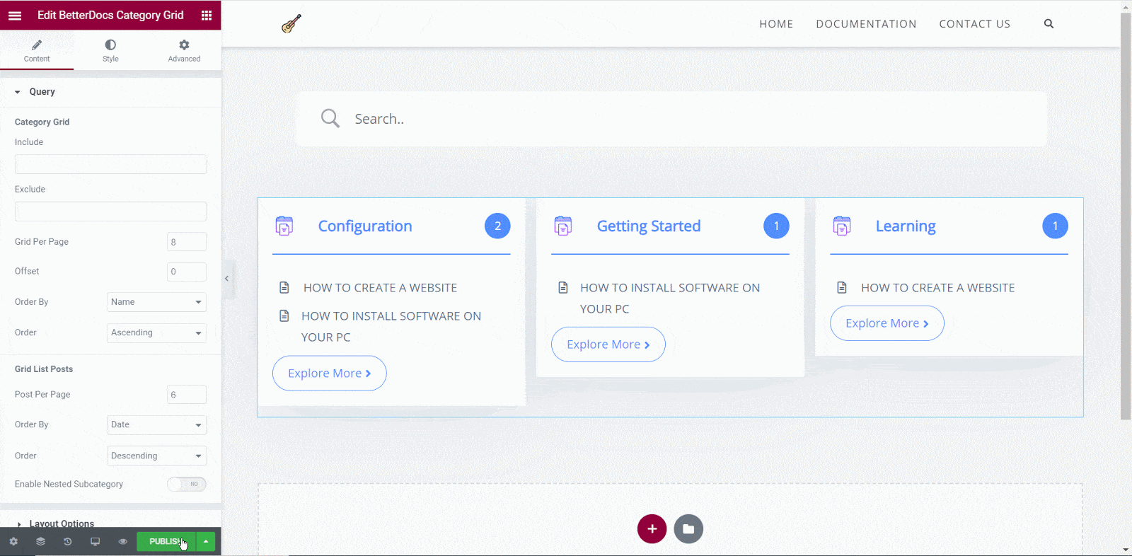 Docs Page With Elementor