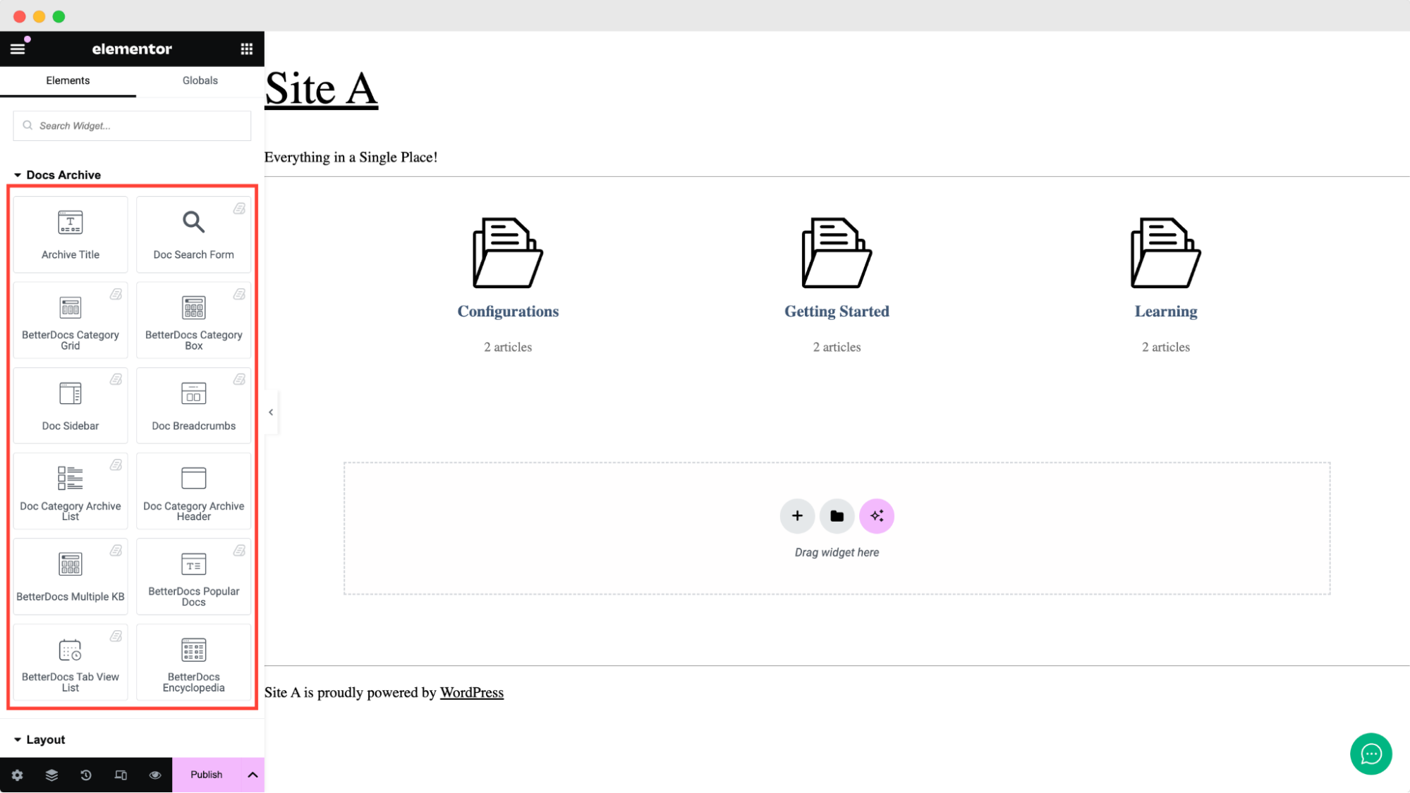 Docs Category Archive Page with Elementor