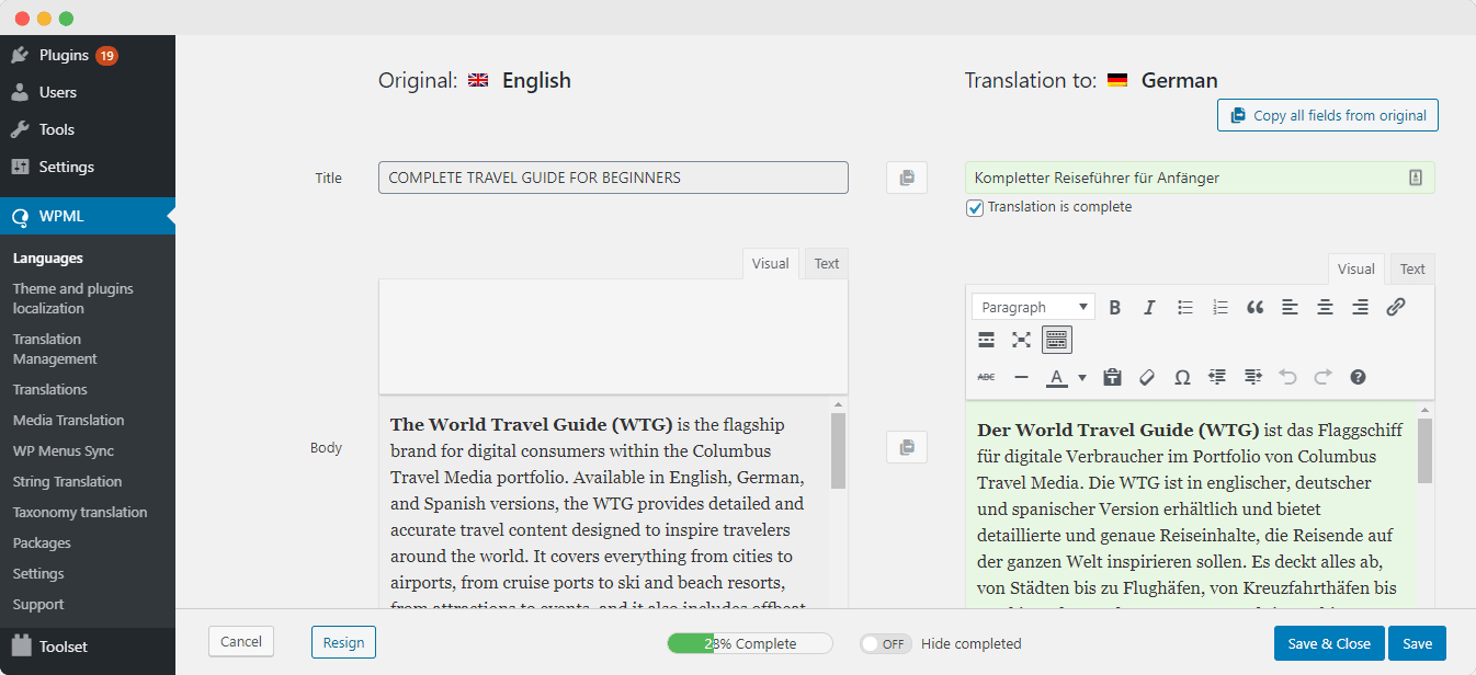 Translate BetterDocs WordPress Documentation WPML