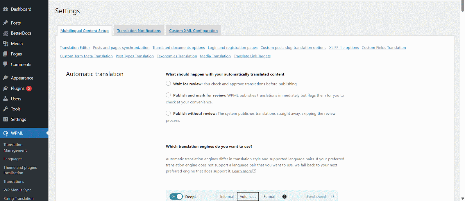 How To Translate Single Docs Of BetterDocs Using WPML 9 Translate BetterDocs WordPress Documentation WPML