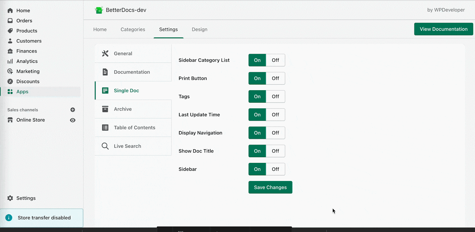 configure a Single doc and archive page