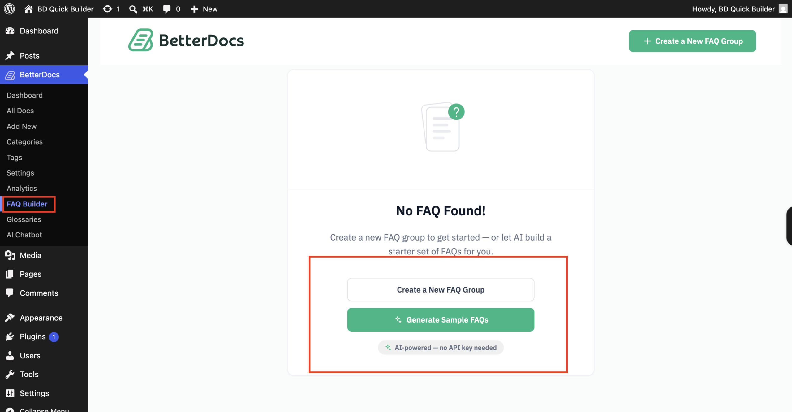 How To Configure BetterDocs FAQ Builder In WordPress? 1 New FAQ Dashboard