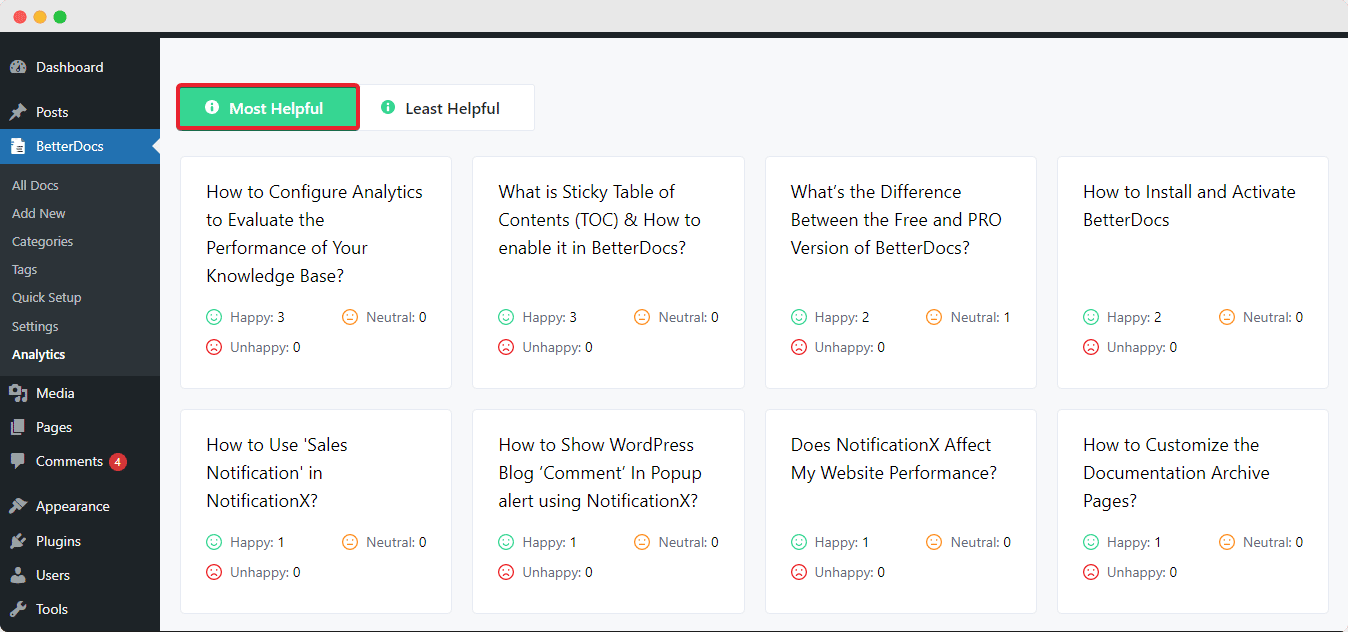 Knowledge Base Analytics 9 metrics