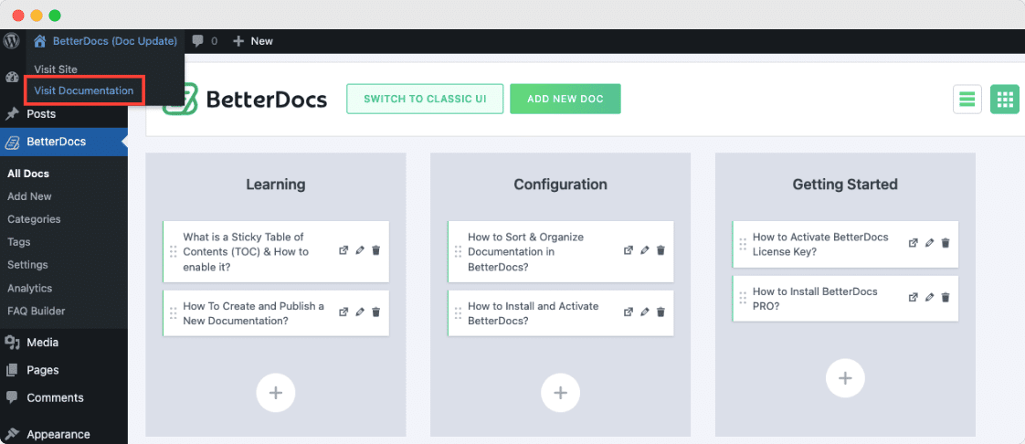 BetterDocs Handbook Layout