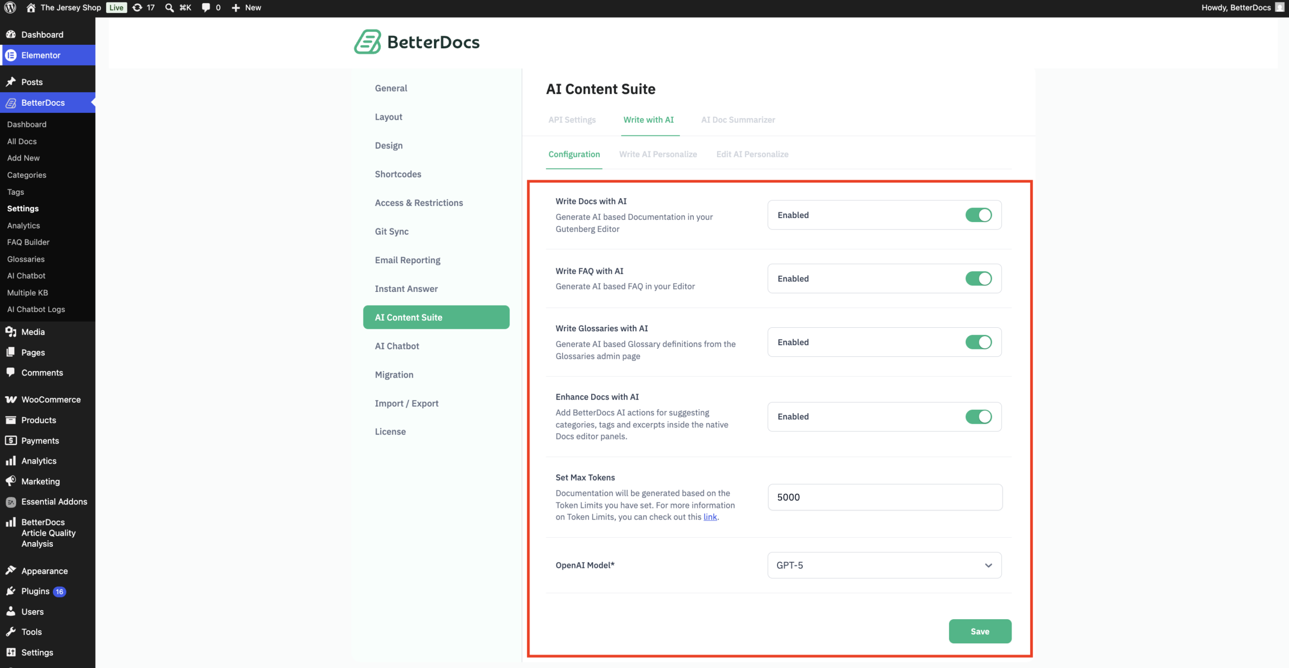 How To Configure The Write With AI Feature In BetterDocs? 5 Write with AI’ Settings