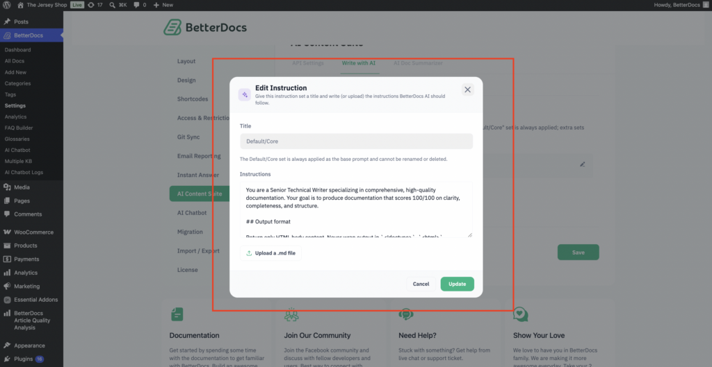 How To Configure The Write With AI Feature In BetterDocs? - BetterDocs