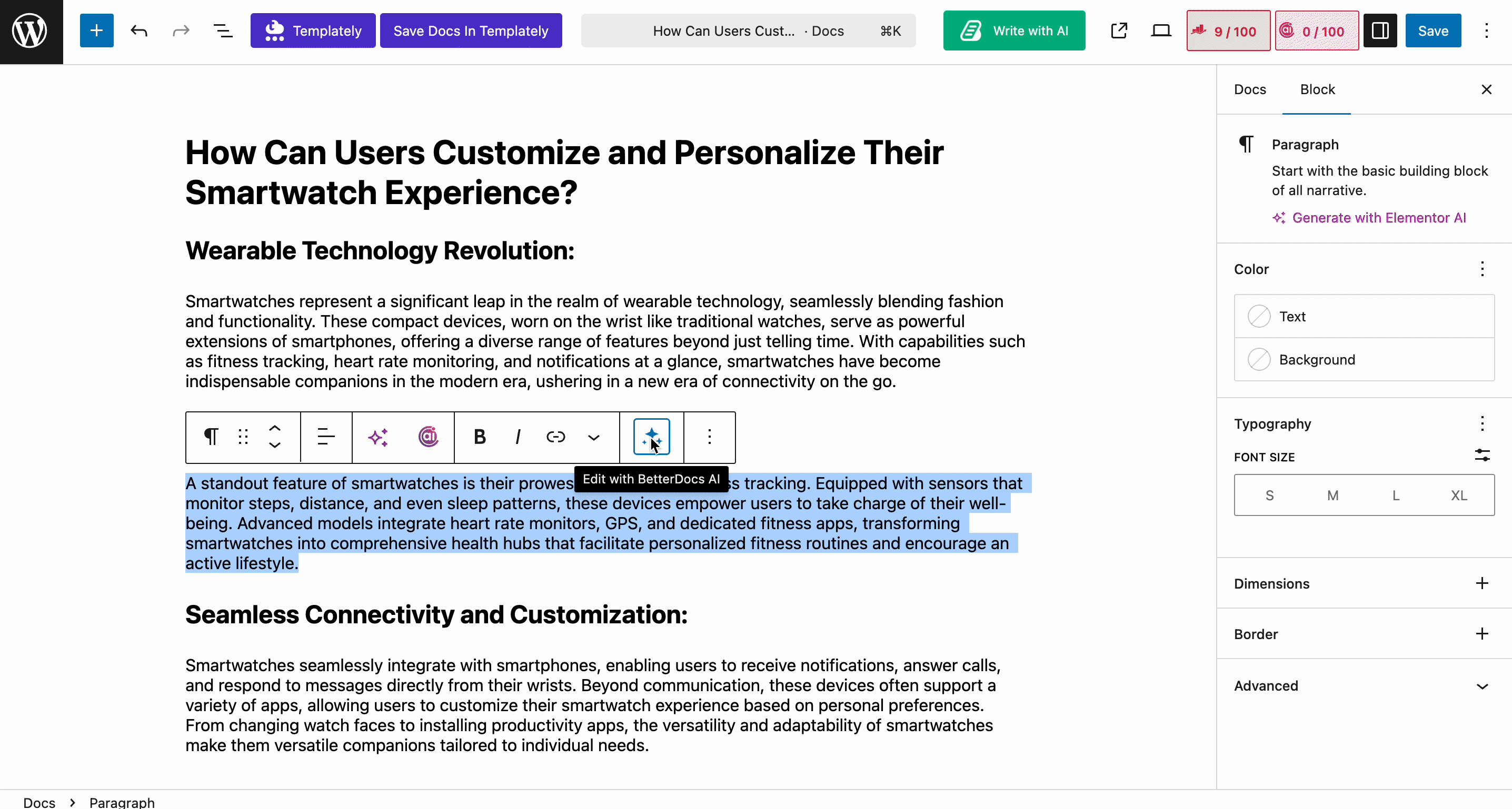 How To Configure The Write With AI Feature In BetterDocs? 7 Update Doc With AI