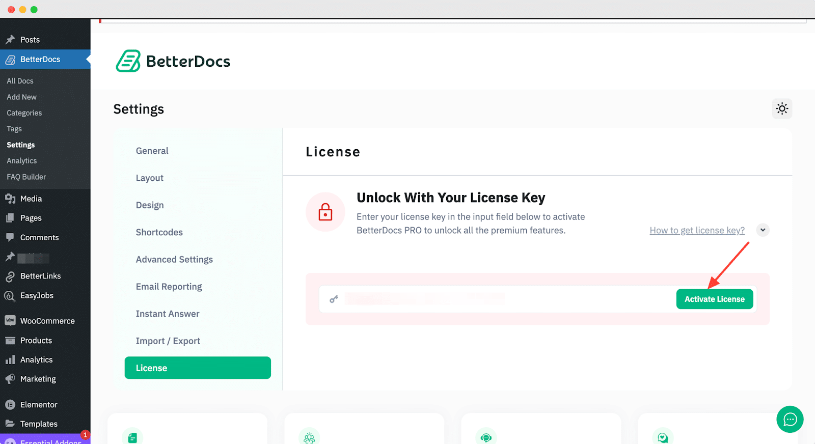 Authenticate BetterDocs PRO License Key