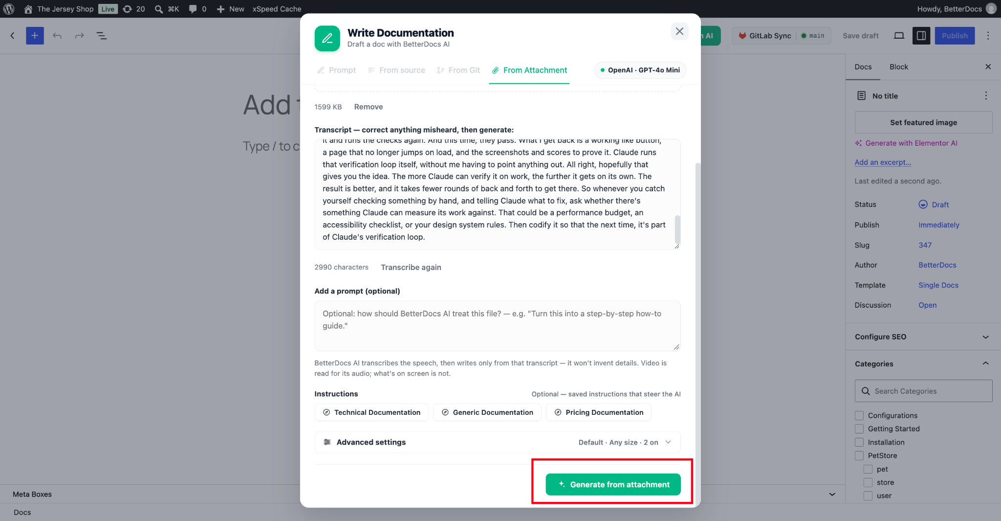 Generate doc from attachment