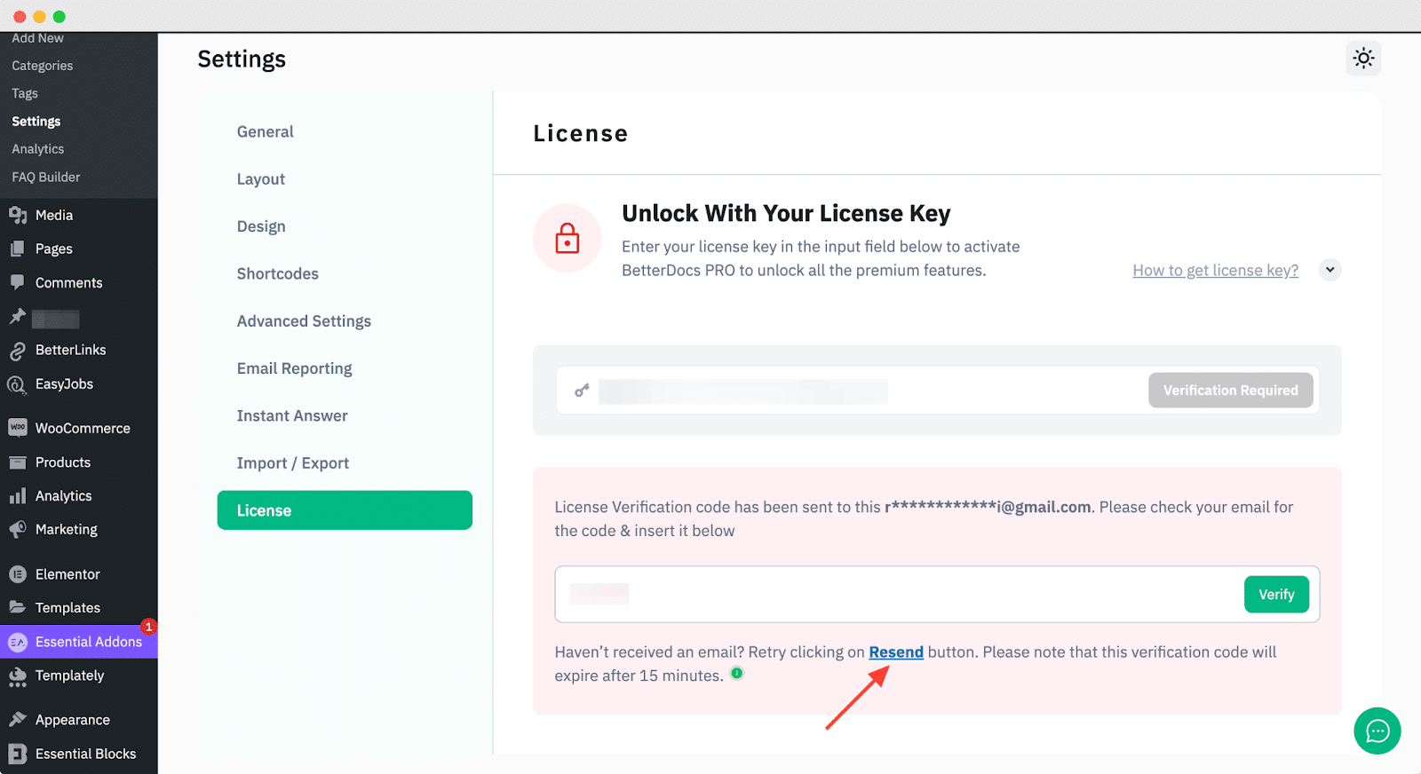 Authenticate BetterDocs PRO License Key