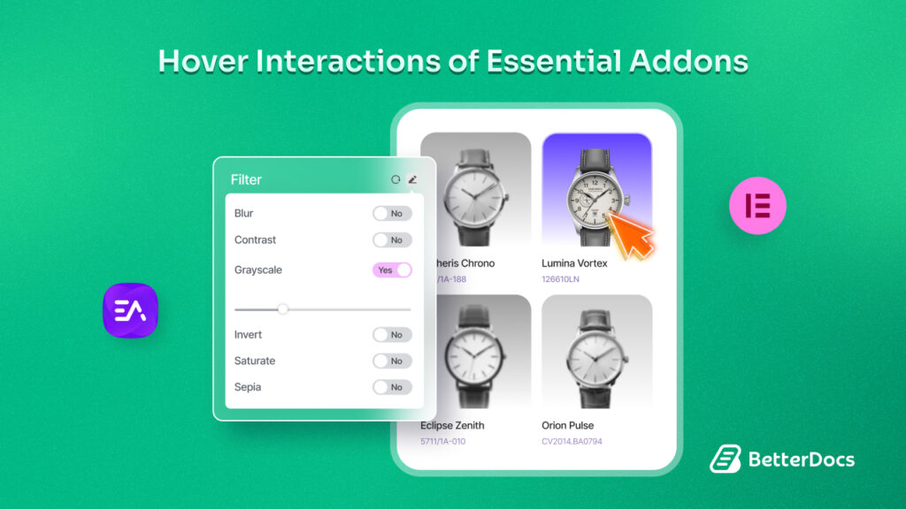 Essential Addons Hover Interactions in Elementor