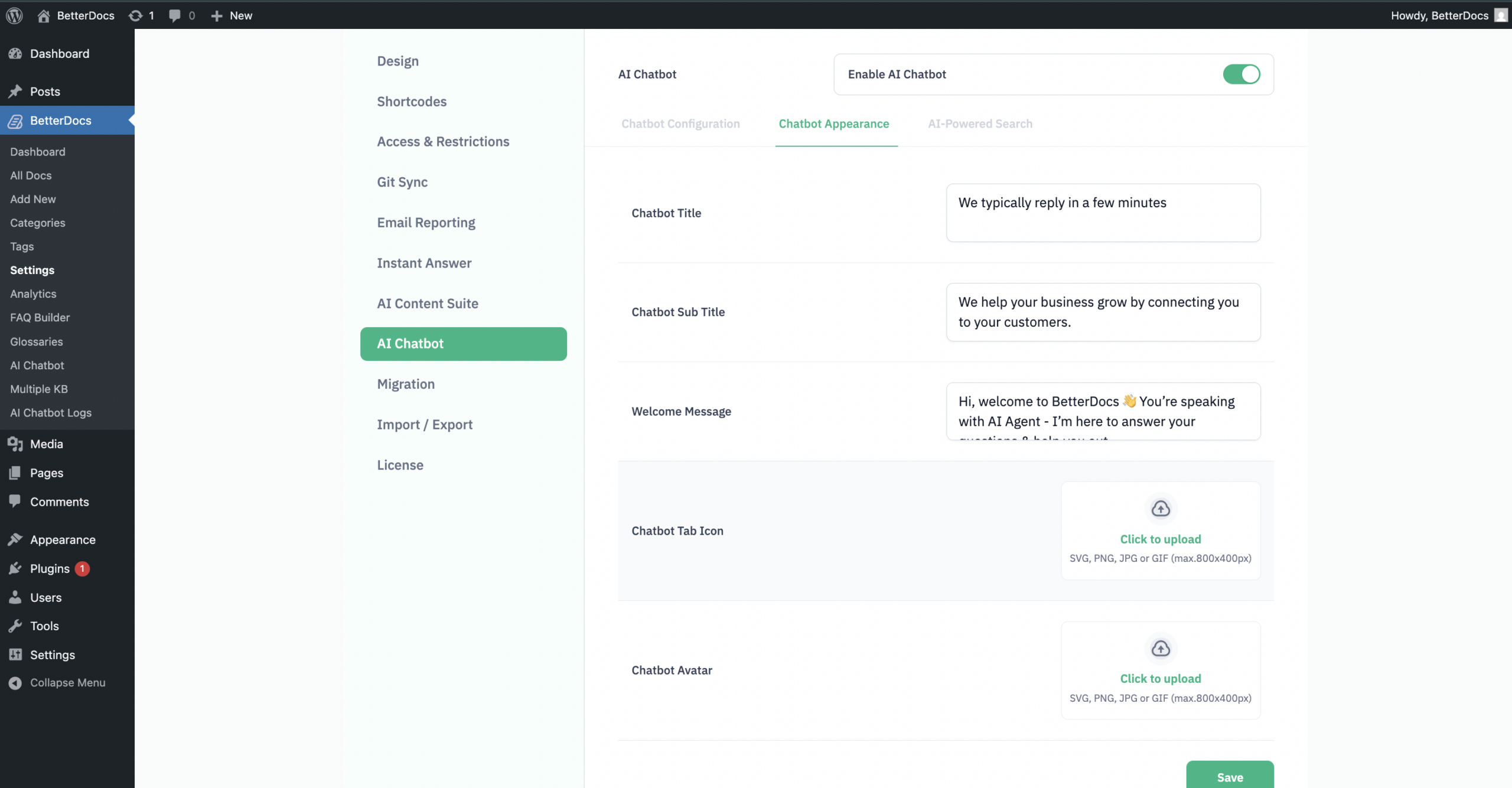 How to Configure BetterDocs AI Chatbot? 8 Customize AI Chatbot Appearance