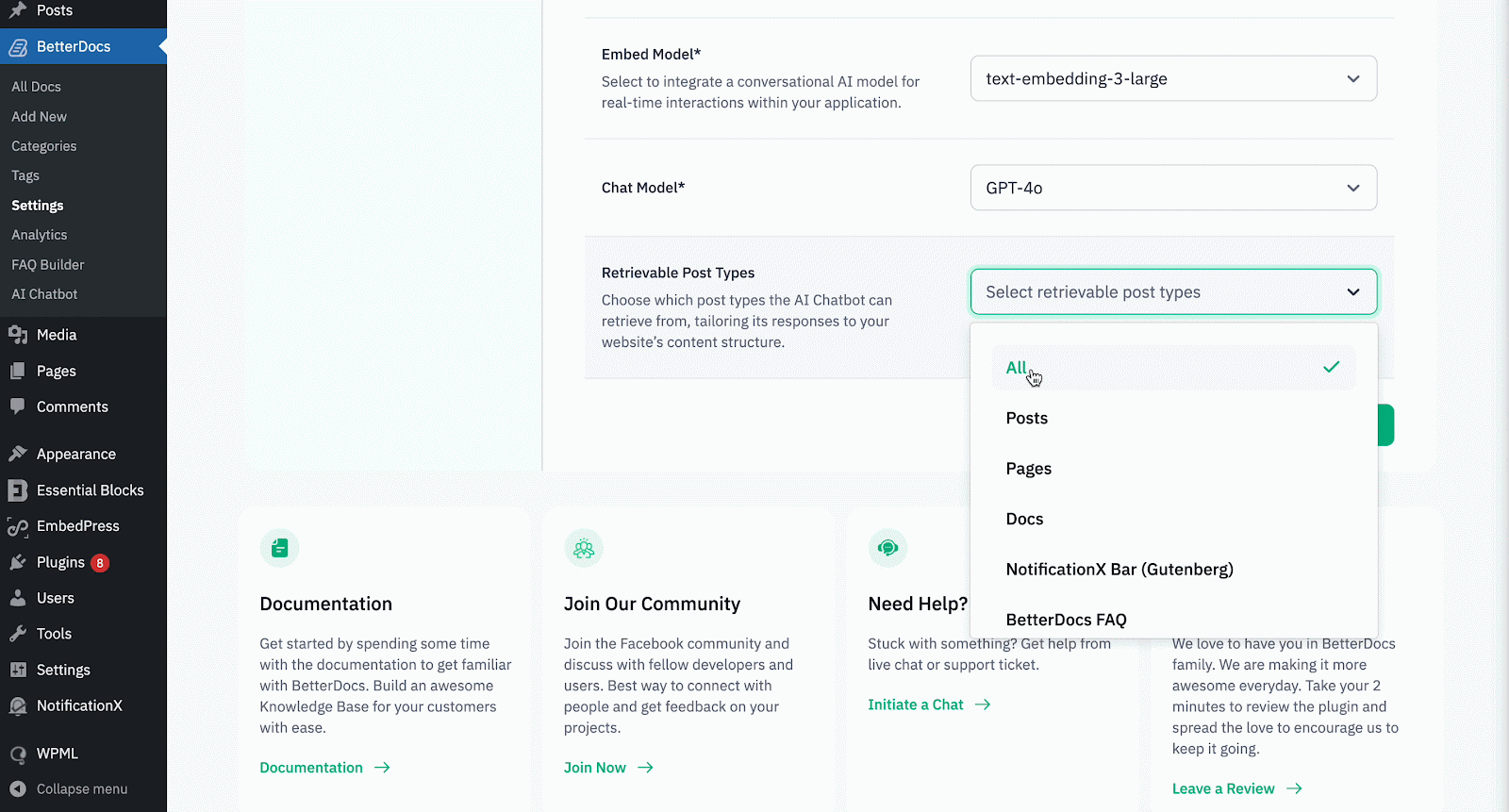 How to Configure BetterDocs AI Chatbot? 8 Configure BetterDocs AI Chatbot
