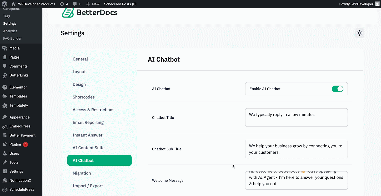 How to Configure BetterDocs AI Chatbot? 5 Configure BetterDocs AI Chatbot