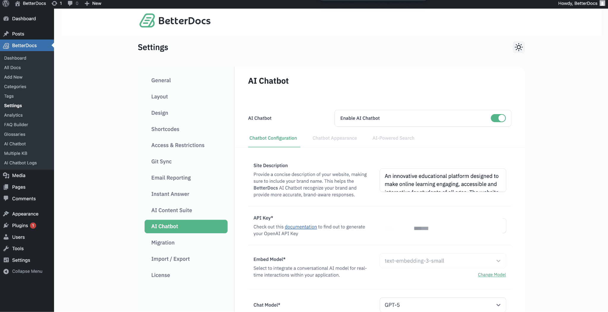 How to Configure BetterDocs AI Chatbot? 5 Navigate to BetterDocs AI Chatbot