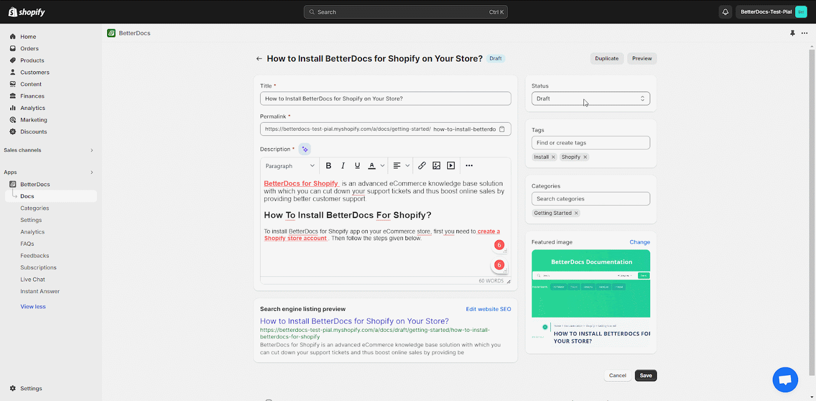 How To Easily Add New Documentation In Shopify With BetterDocs? 15 Reduce Support Tickets on Shopify: Publish Doc