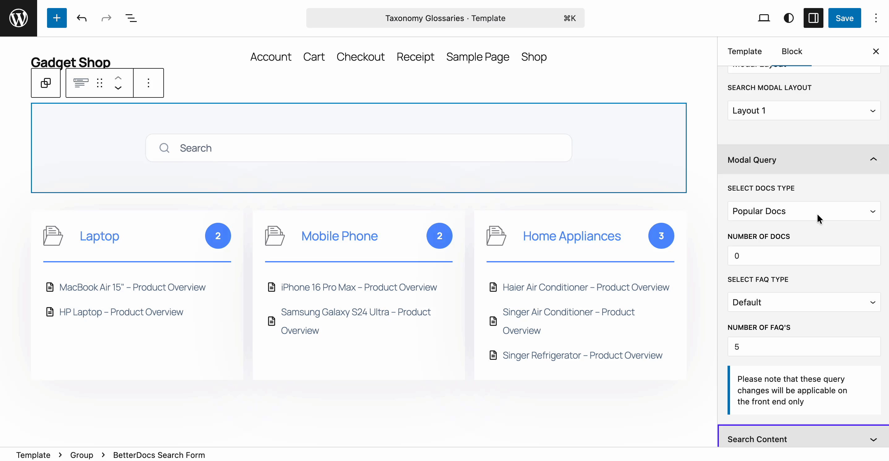 How to Configure AI-Powered Smart Modal Search in BetterDocs 4 Modal query customization