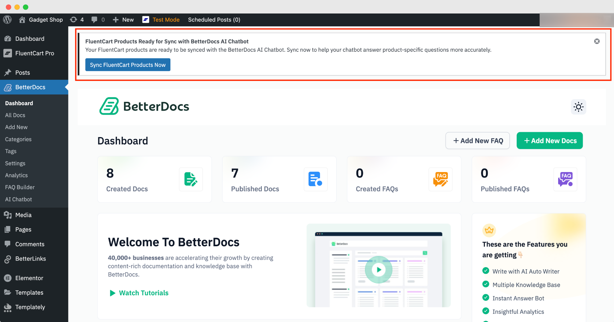 How to Use BetterDocs AI Chatbot with FluentCart to Get Store Information 1 BetterDocs With FluentCart