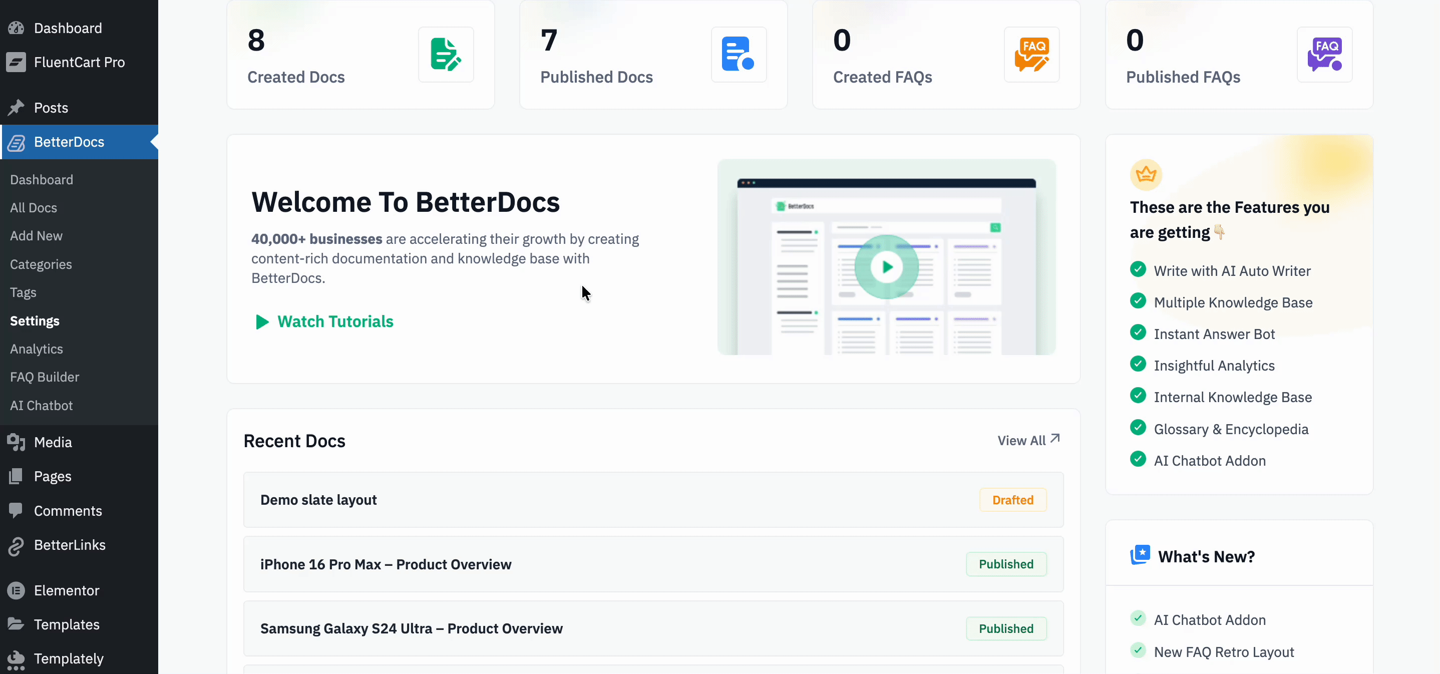 How to Use BetterDocs AI Chatbot with FluentCart to Get Store Information 2 Enable FluentCart from BetterDocs settings