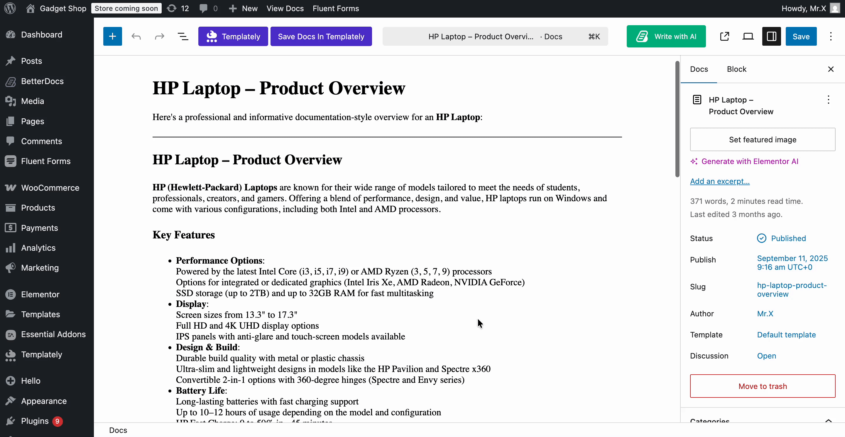Final outcome of doc quality analysis