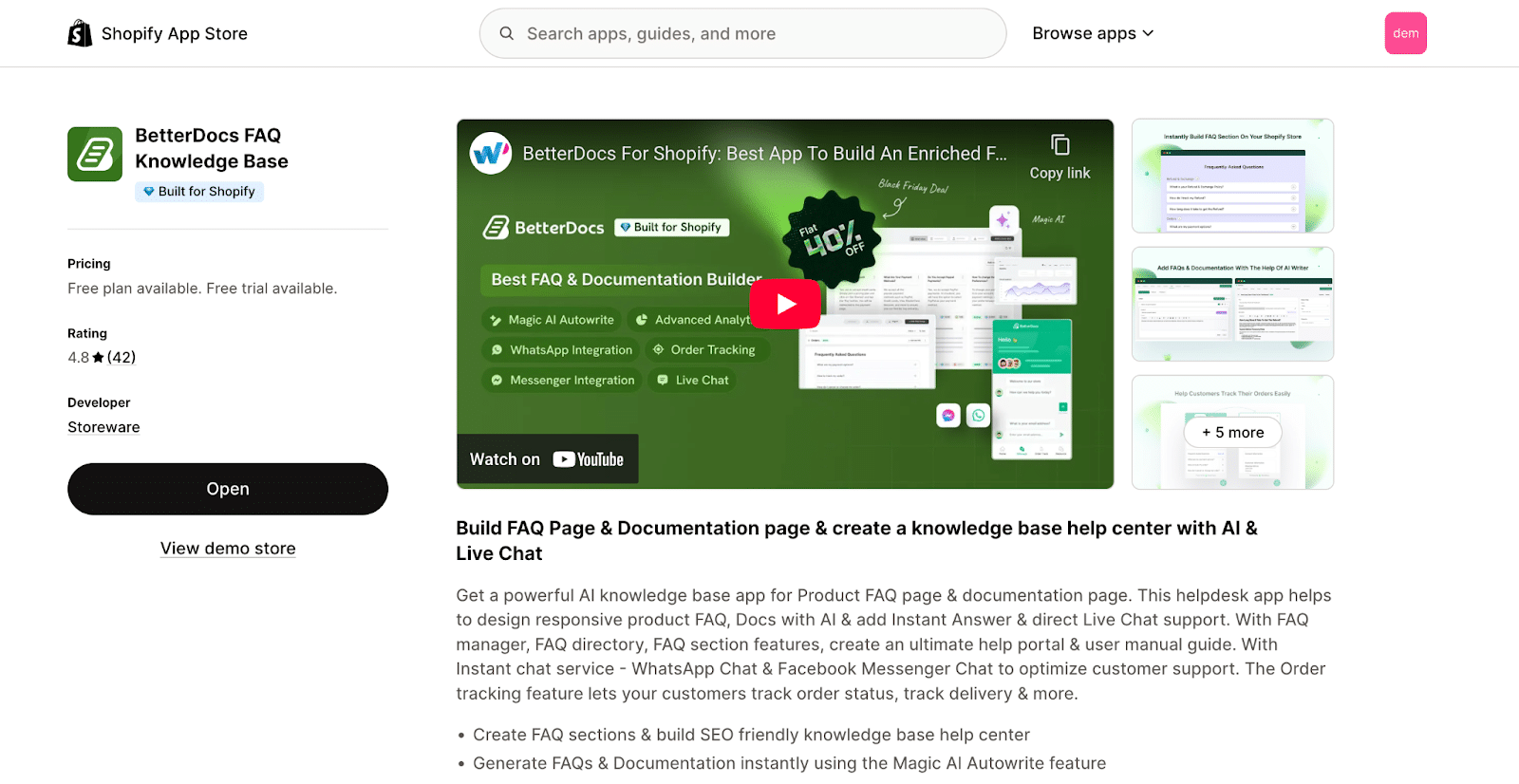 Shopify Customer Service with AI: Apps That You Can Use 2 BetterDocs for Shopify
