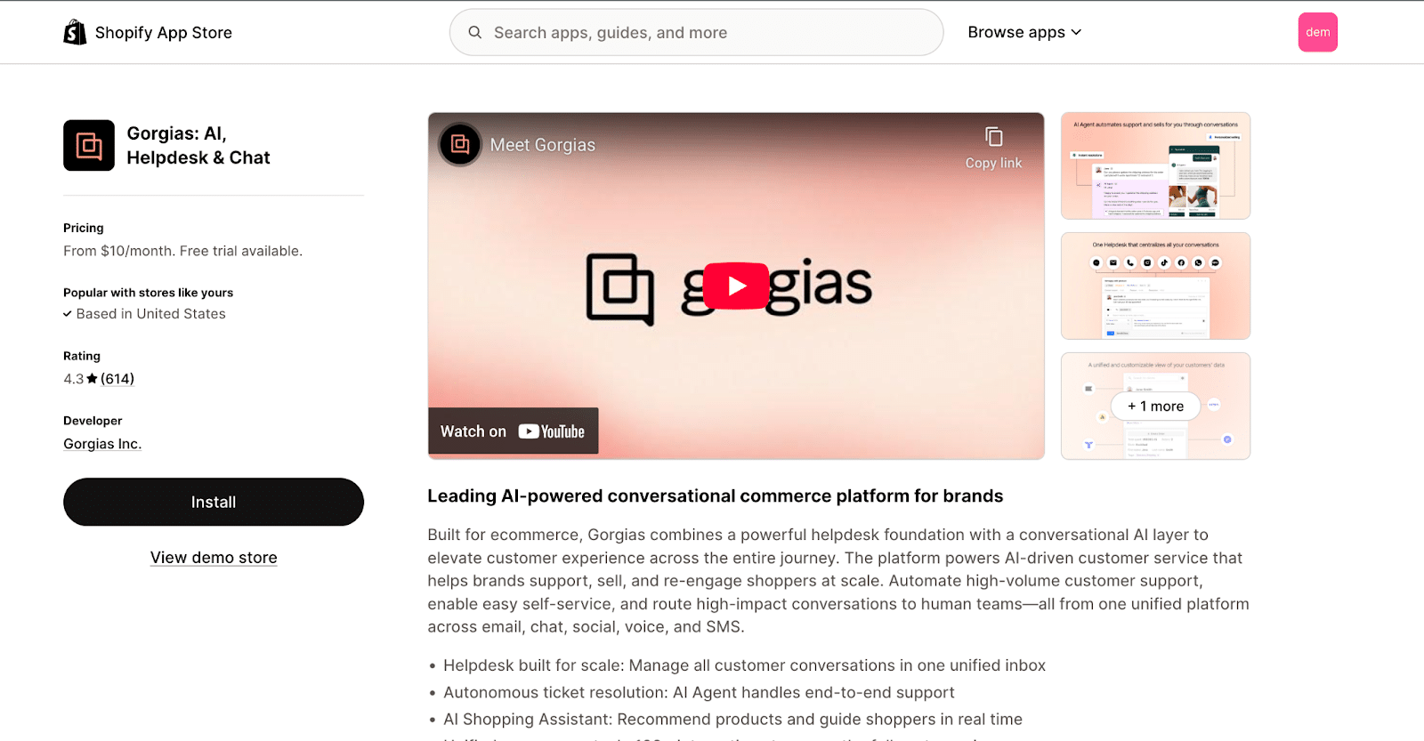 Shopify Customer Service with AI: Apps That You Can Use 3 Gorgias - Best for Deep Shopify Integration