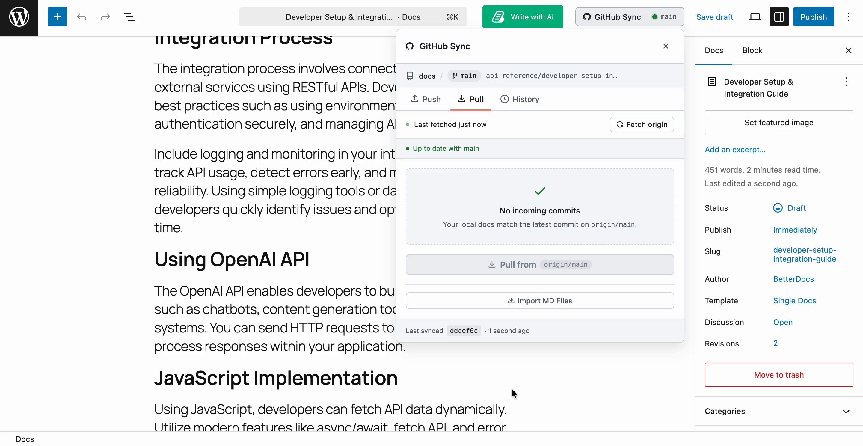 Sync Docs Smarter with the New Git Integration in BetterDocs 8 Git Integration