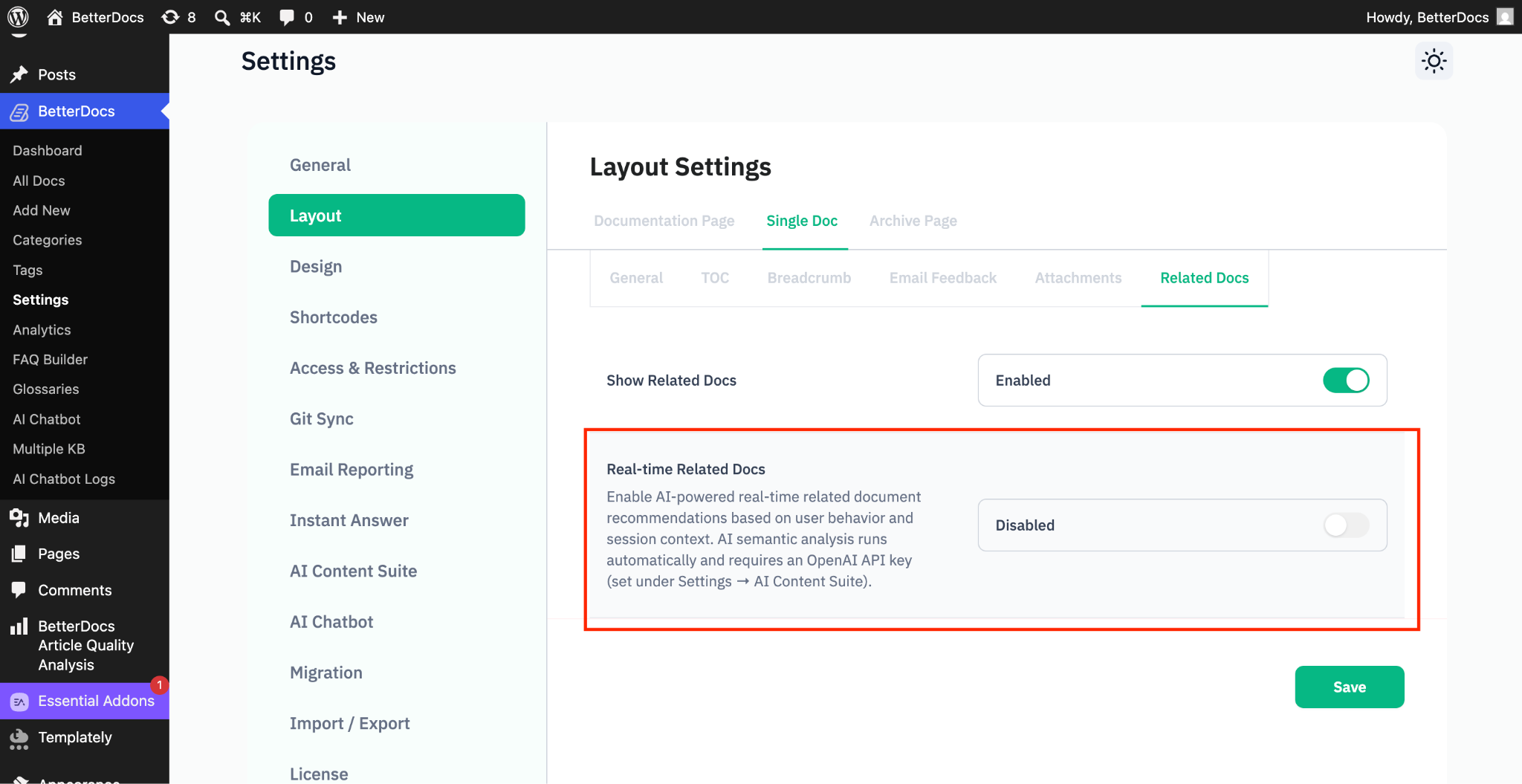 How to Show Real-Time Related Docs in WordPress Using BetterDocs AI? 3 BetterDocs AI-Powered Real-Time Related Docs
