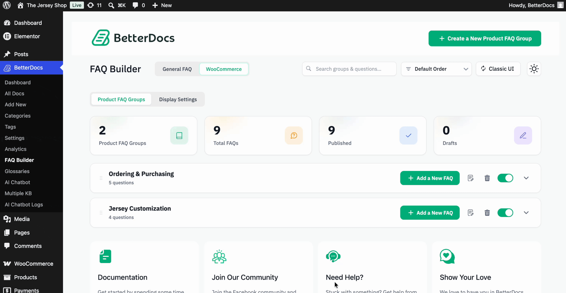 How to Create WooCommerce Product FAQ With BetterDocs? 2 Add FAQ Group