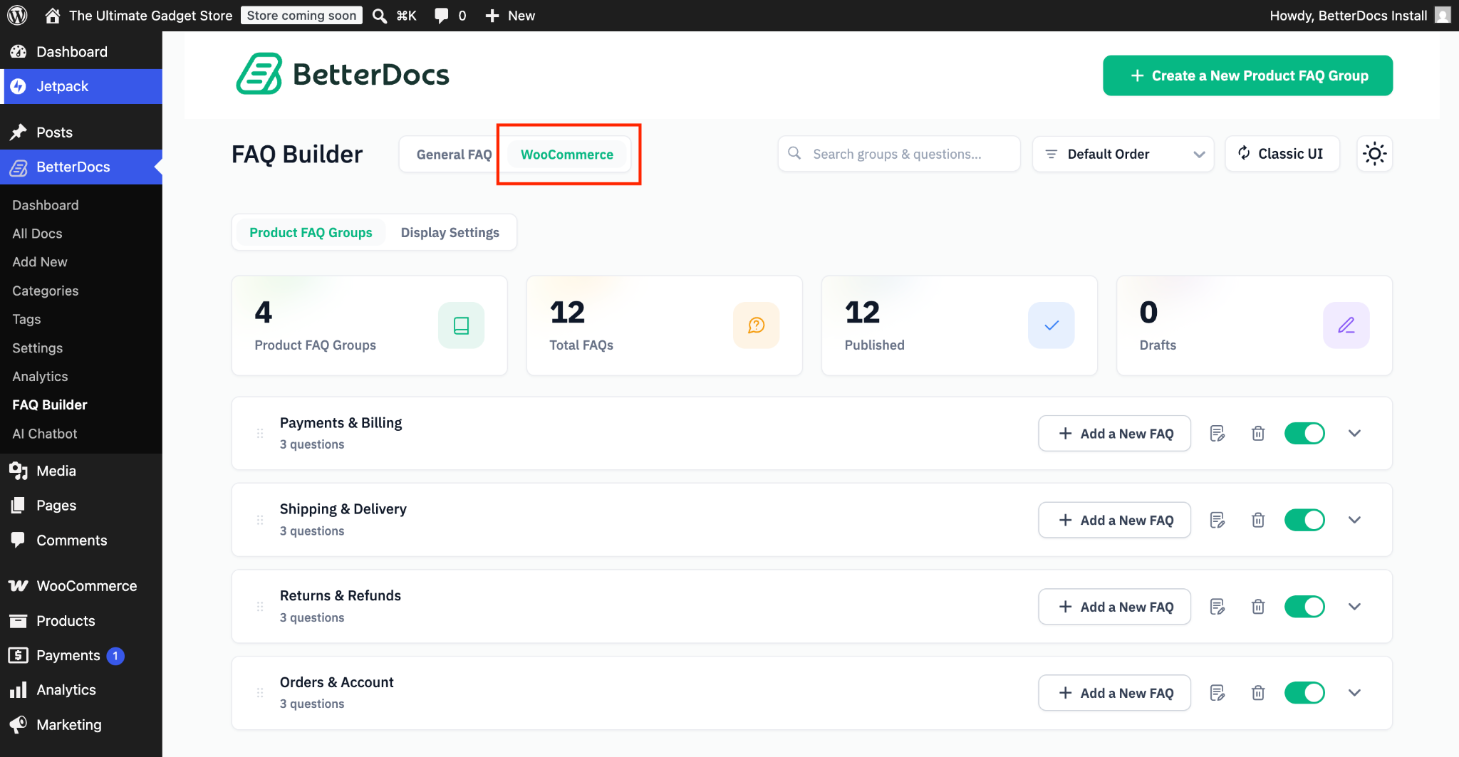BetterDocs WooCommerce Product FAQ: Turn Product Questions Into Purchase Confidence 3 WooCommerce FAQ Workspace