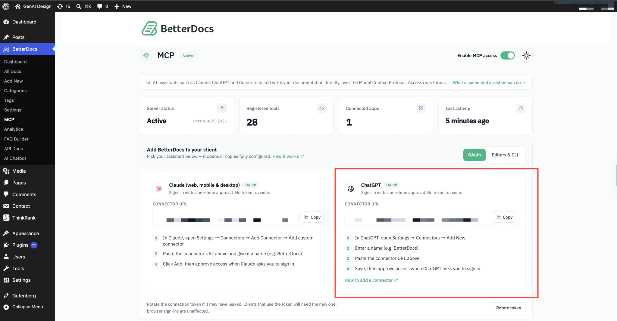 Connect ChatGPT with BetterDocs