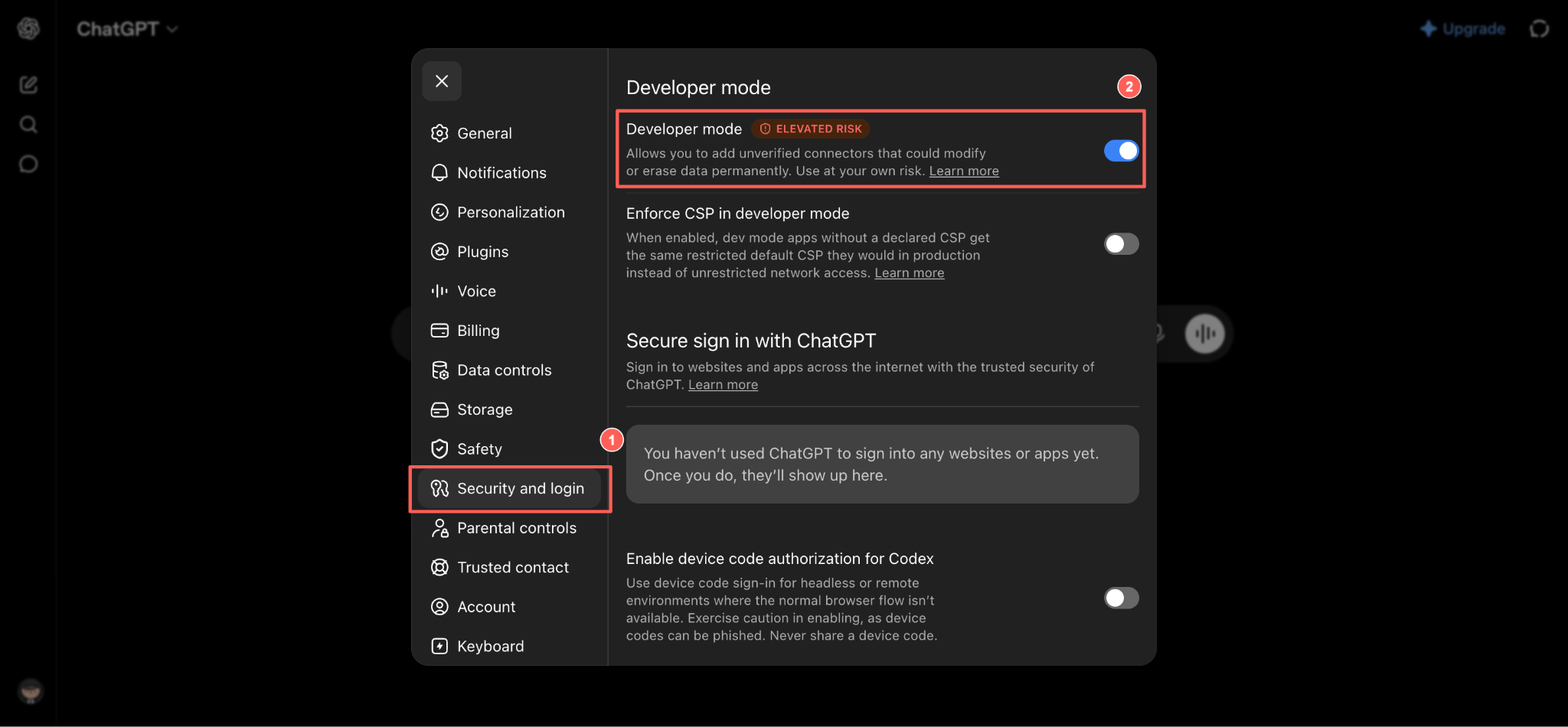 Developer Mode on