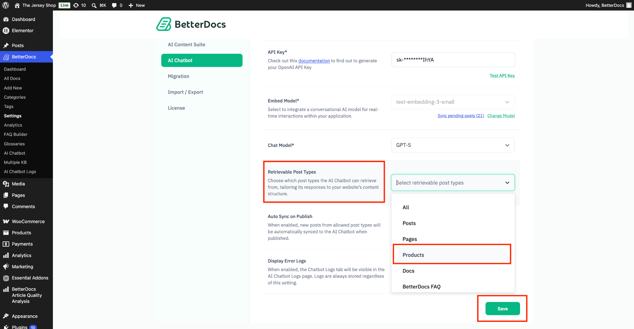 How to Sync BetterDocs AI Chatbot with WooCommerce to Get Store Information? 1 Configure BetterDocs AI Chatbot