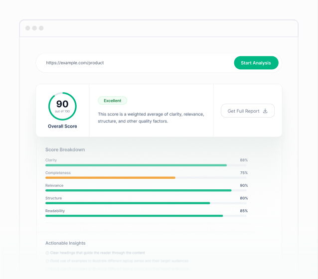 AI quality score and summary for a doc