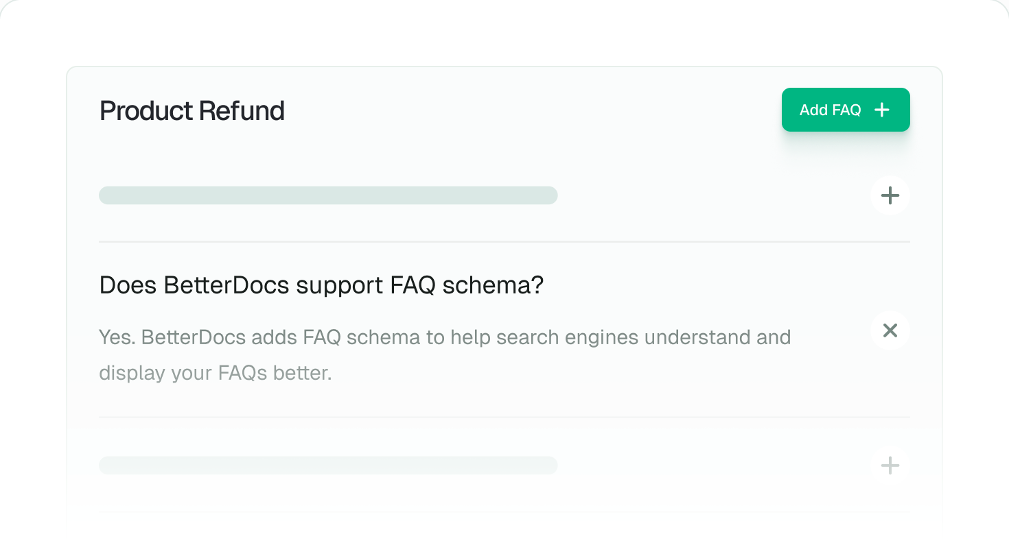 FAQ builder with grouped questions