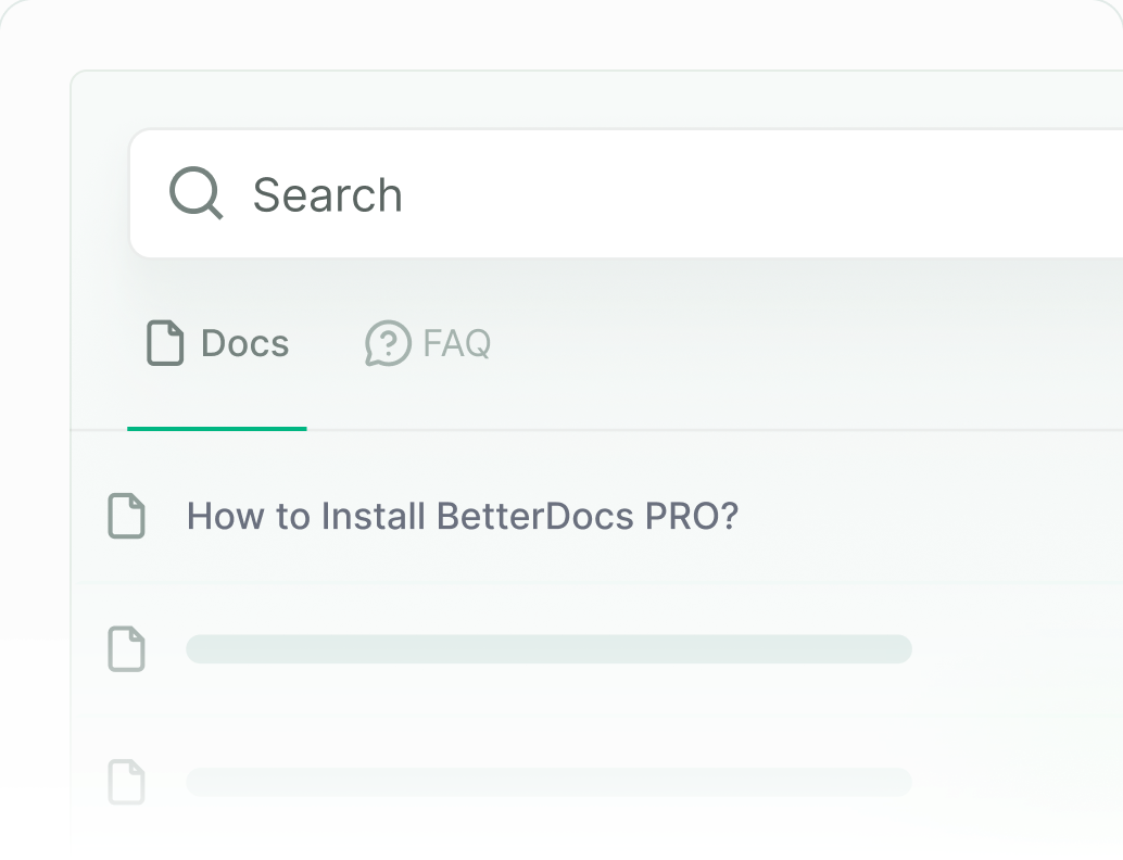 Live search modal with docs and FAQ results