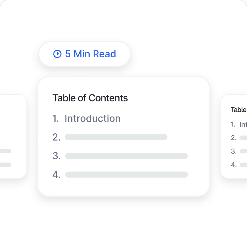 Table of contents with reading time