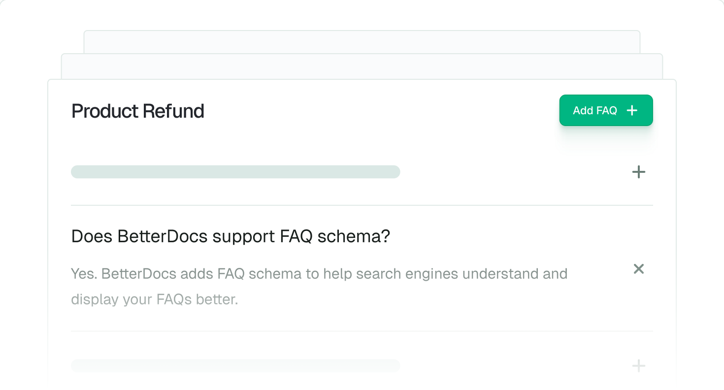 FAQ builder with grouped questions