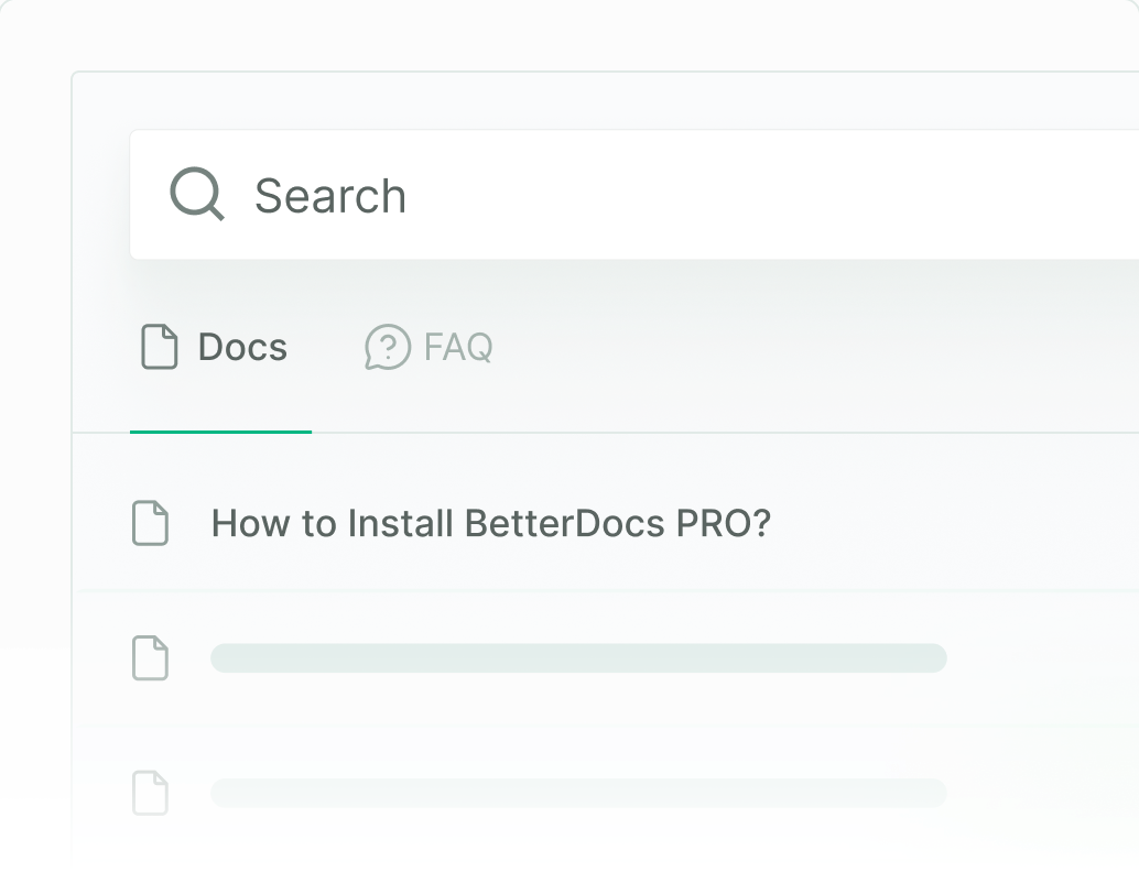 Live search modal with docs and FAQ results