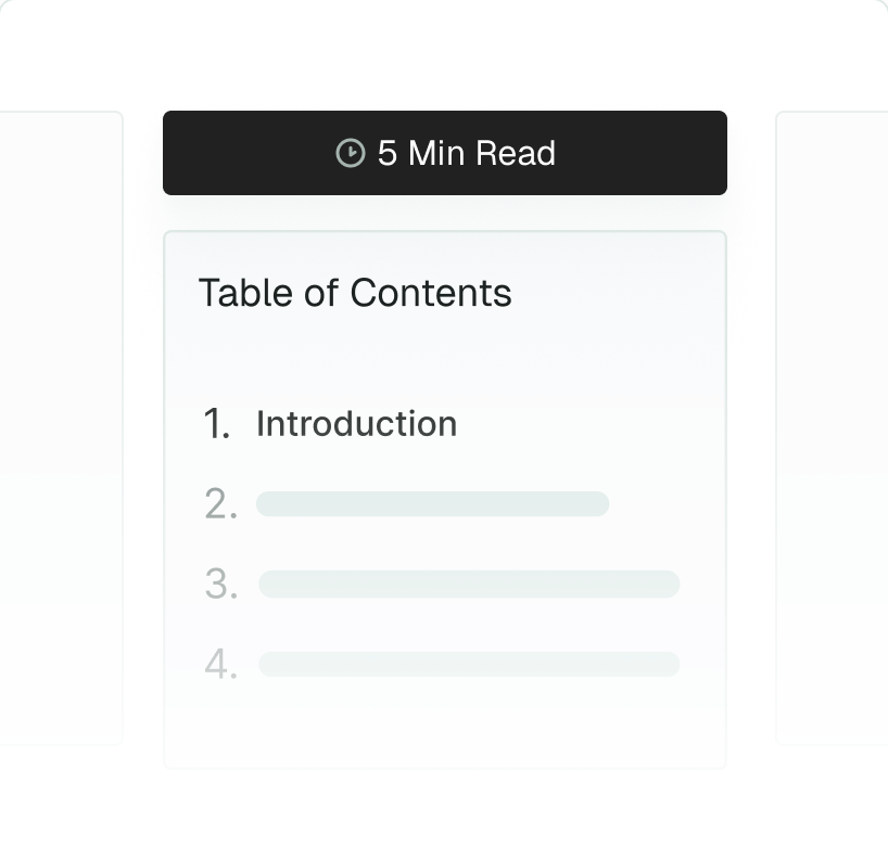 Table of contents with reading time