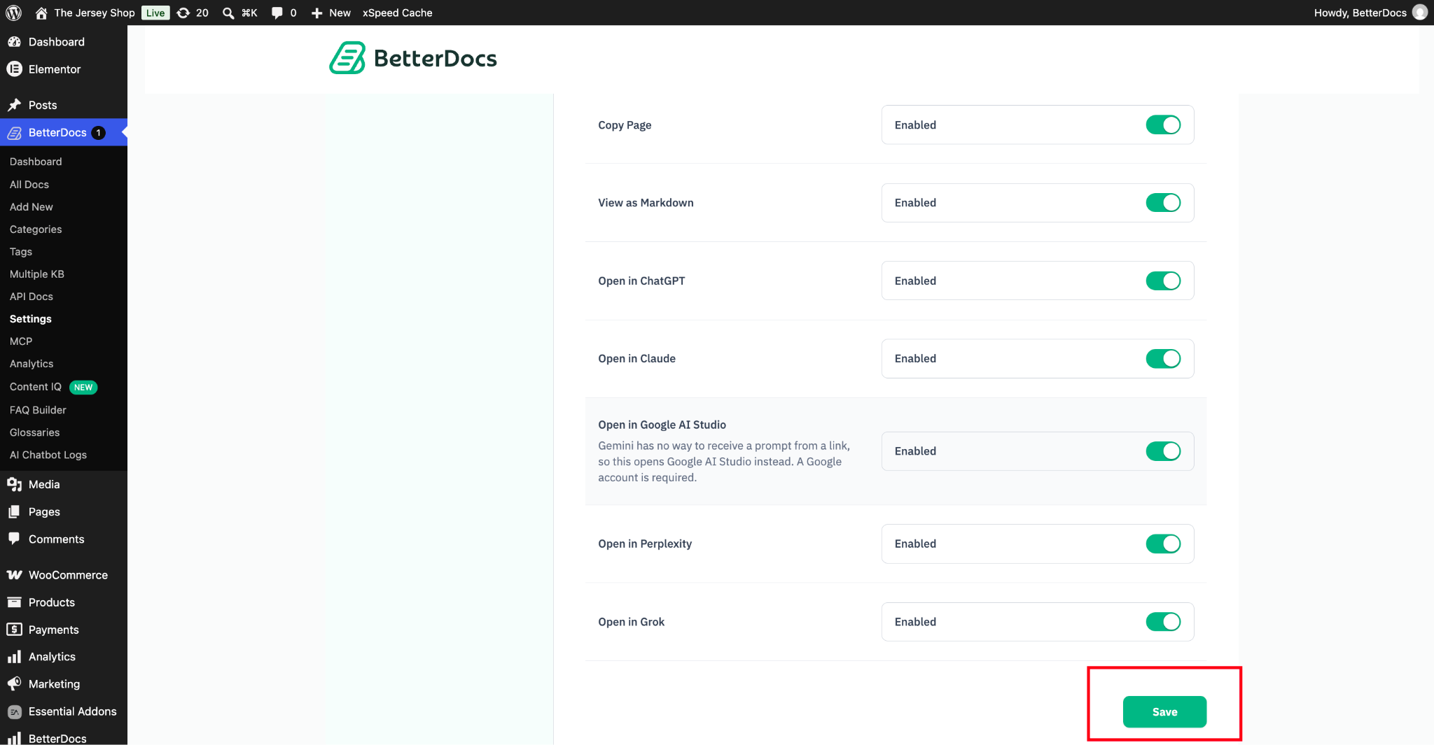 How to Let Readers Copy Docs Or Open them in AI Assistants with BetterDocs AI Action? 4 Choose Actions