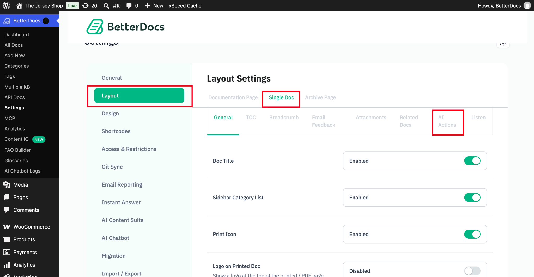 How to Let Readers Copy Docs Or Open them in AI Assistants with BetterDocs AI Action? 1 Single Doc Layout Settings